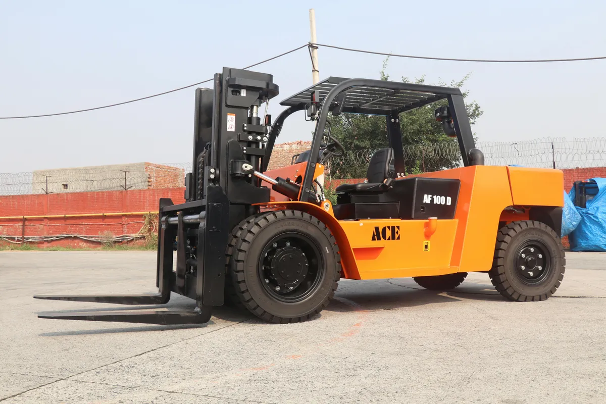 Heavy-duty industrial forklift at a distribution facility
